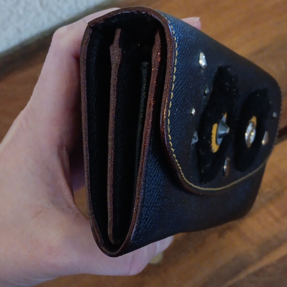 Coach Black Bear Fuzz Slim Envelope Wallet - Picture 4 of 14